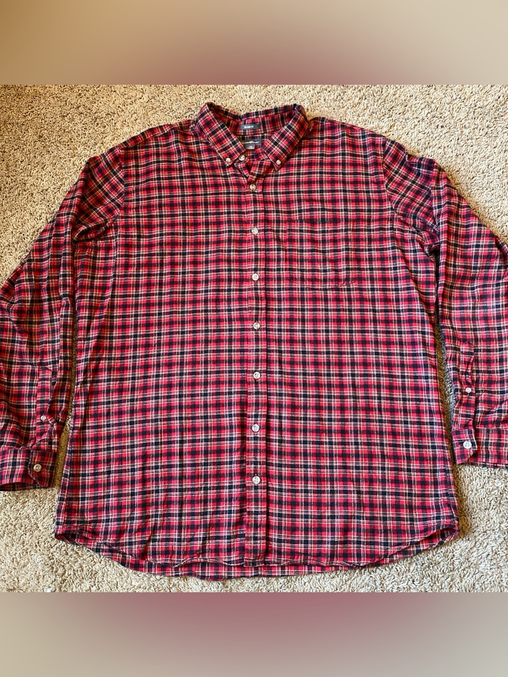 Eddie Bauer Mens XLT Relaxed Fit Plaid Flannel Shirt Red Outdoor Lumberjack Gorp